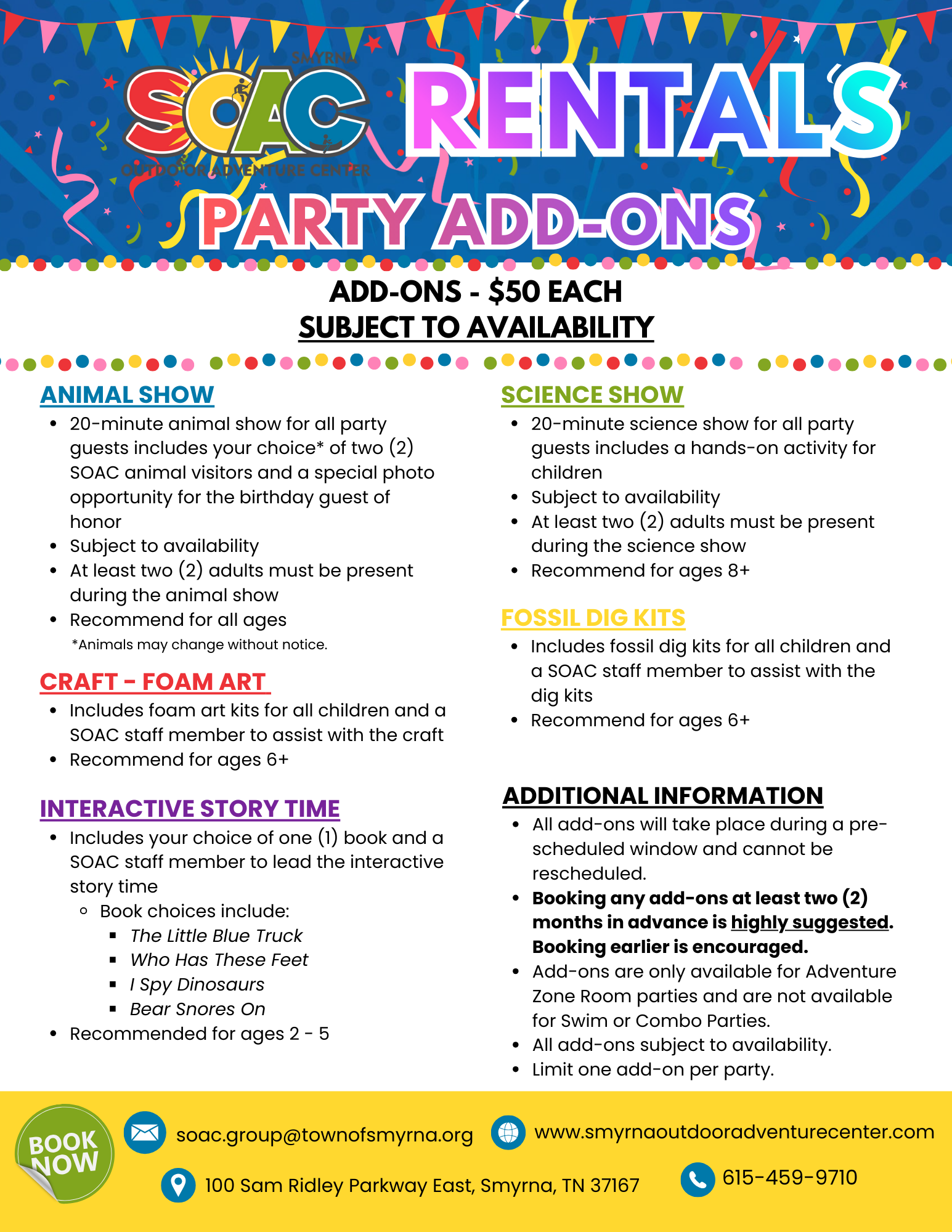 SOAC Parties and Rentals 3 Add Ons